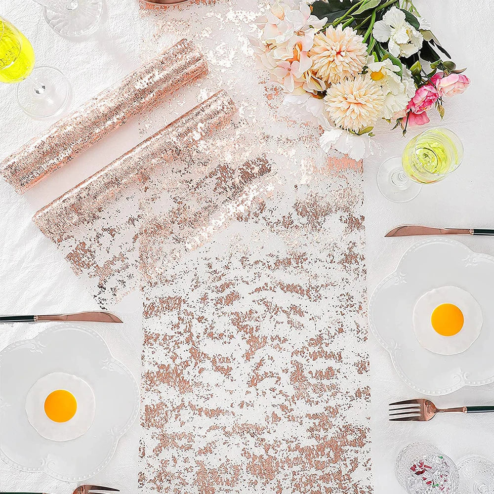 serviettes table pailletées or rose gold argent modernes 300x28cm festives dorées élégantes polyester