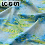 tissu imprimé coton biodegradable 145x50cm paysages fleurs abstrait impressionniste vert bleu rose