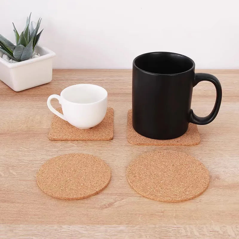 coasters liège naturel simples rustiques boissons table decoration beige rustic round