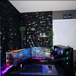 décoration murale moderne 3d autocollant triangles géométriques pvc résistant eau noir blancintérieur salon chambrehôtel