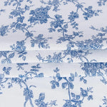 tissu toile jouy motifs floraux blanc bleu classique opale ameublement couturePATCHWORK