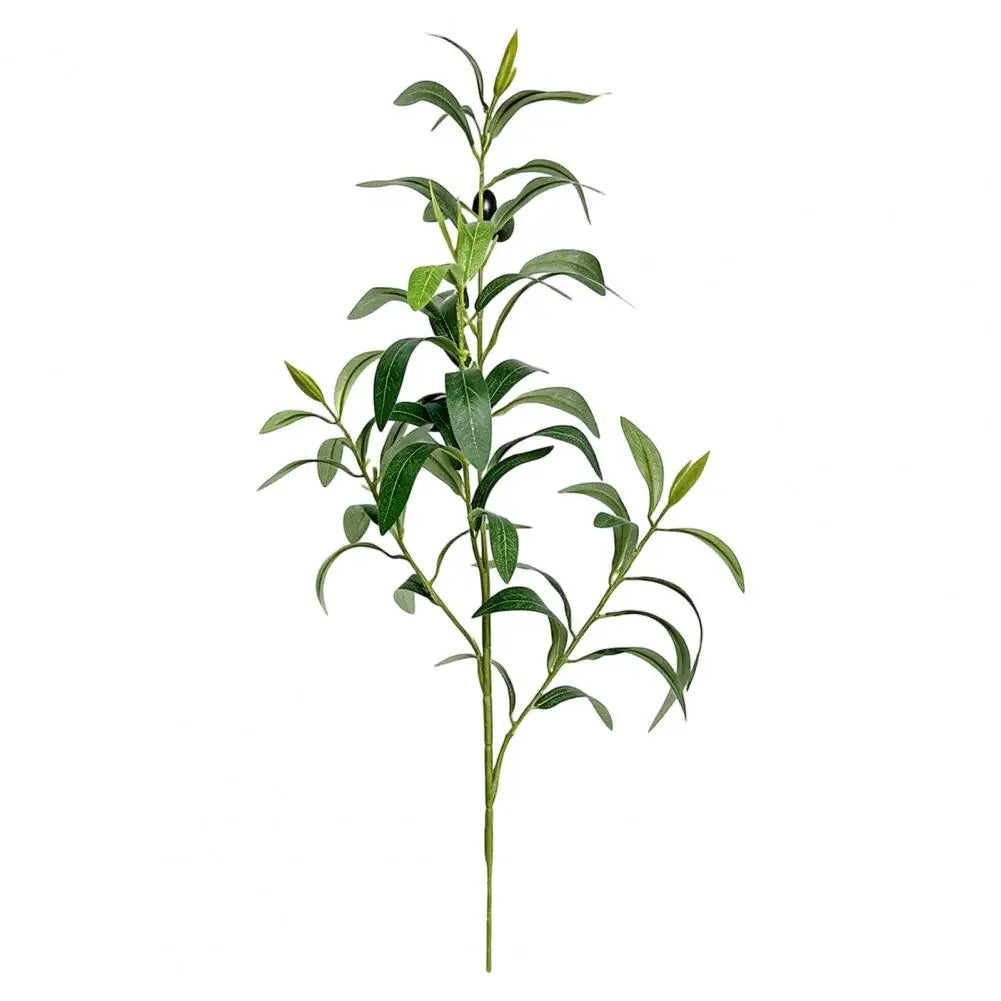 branche artificielle d'olivier vert feuilles olives noires naturel minimaliste décoration intérieure vase