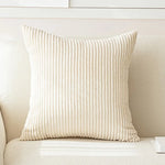 housse coussin velours côtelé rayée beige décorative canapé salon lit moderne doux