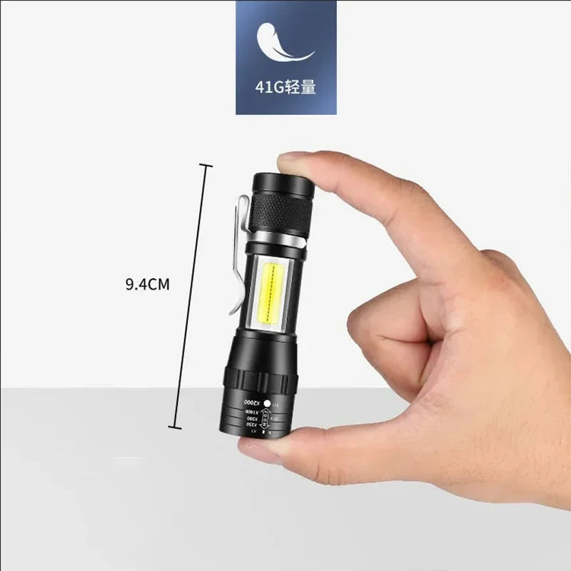 torche rechargeable led portable 6w 1800 lumens zoom étanche noire