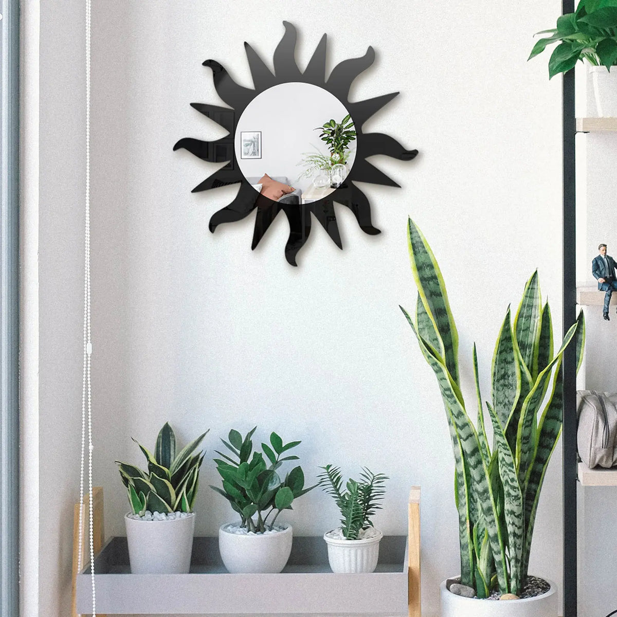 Vue de côté montrant l'effet 3D du miroir en acrylique