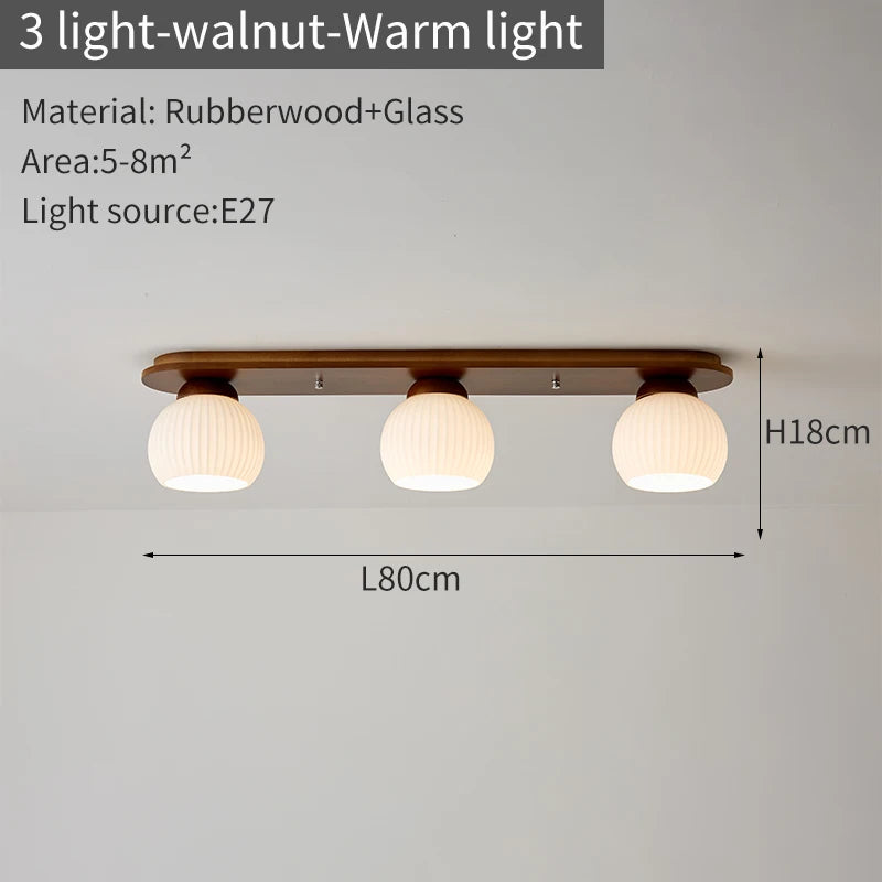 plafonniers modernes trois ampoules led bois naturel lumière blanche minimaliste