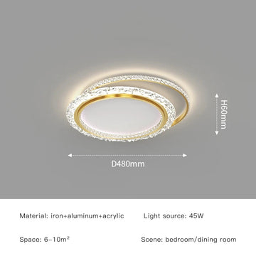 plafonnier led rond moderne luxe cristal doré strass salon chambre cuisine salle bain
