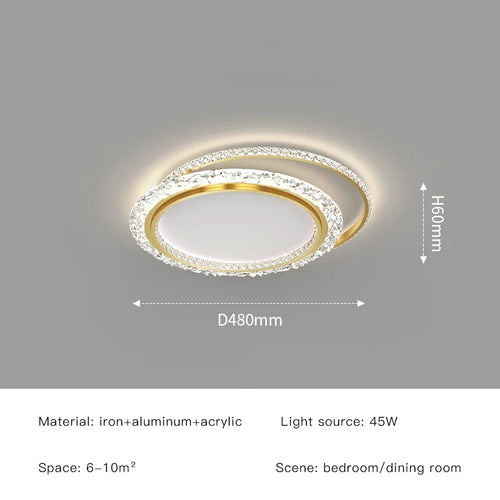 plafonnier led rond moderne luxe cristal doré strass salon chambre cuisine salle bain