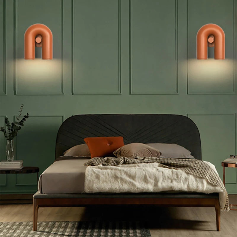Applique murale LED rotative en U noir