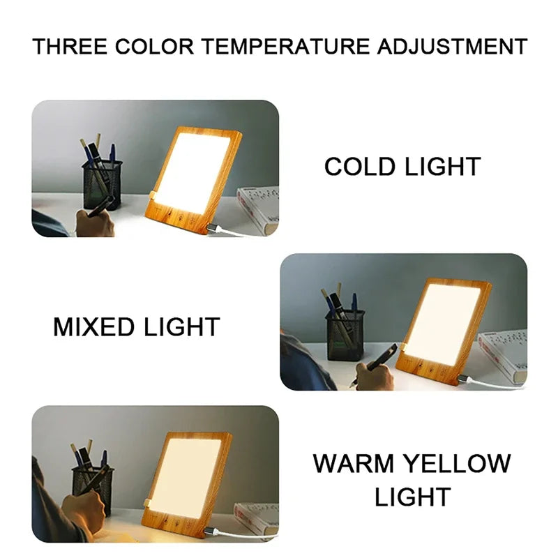 lampe bois naturel blanc moderne réglable clips contrôle tactile