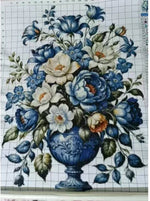 broderie fleur bleu blanc vert orange rose violette art floral décoration murale maison
