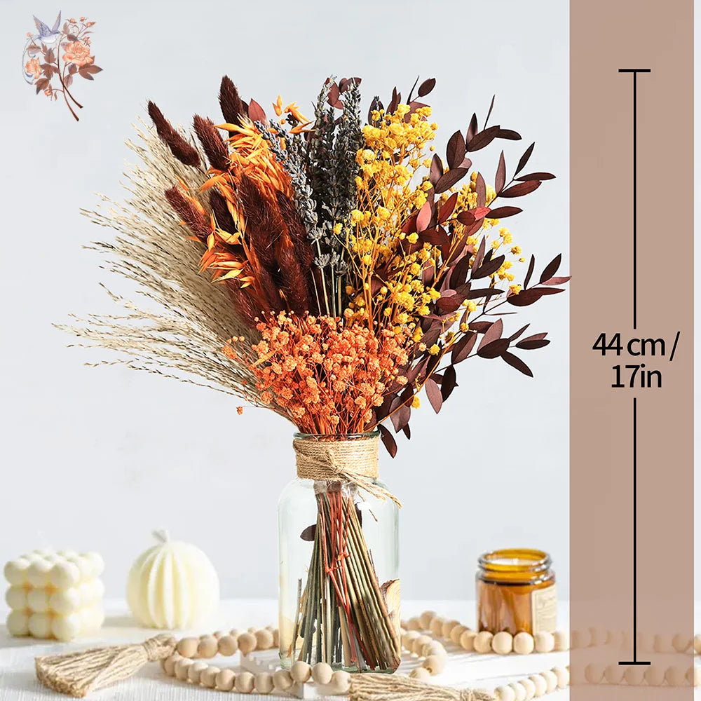 bouquet fleurs séchées orange marron naturel décoration maison anniversaire mariage rustic vintage