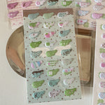 autocollants kawaii oiseaux coeurs géométriques rose vert bleu blanc opaques cartoon téléphone photo bagages