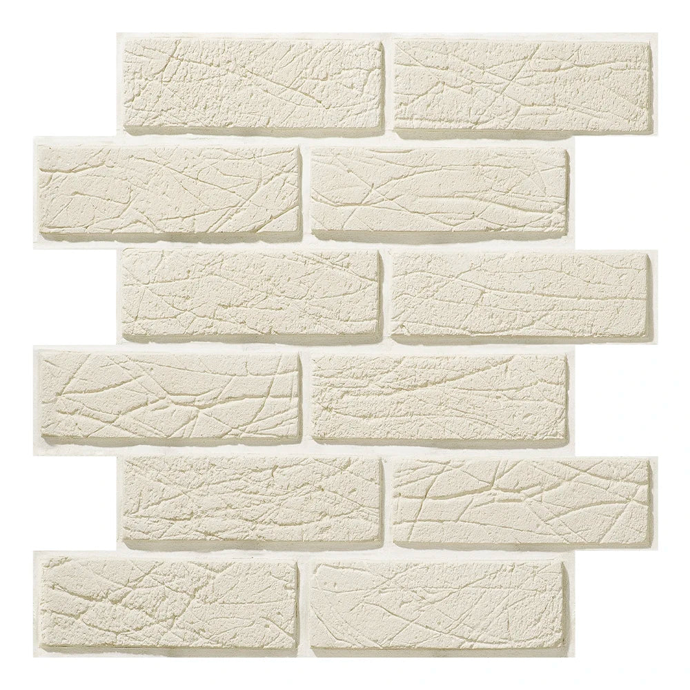 panneau mural décoratif moderne brique 3d autocollant beige marron clair résistant humidité isolation thermique