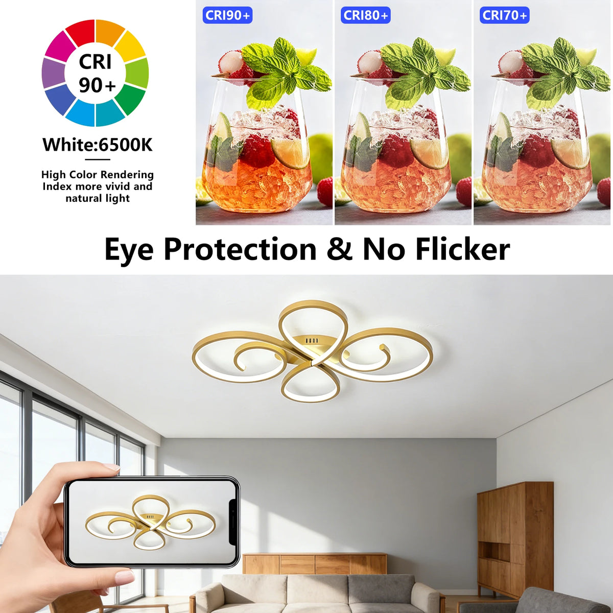 plafonnier led or contemporain circulaire ondulé opacité éclairage quotidien 15 ampoules led 10 15m²