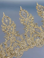 ruban dentelle floral paillettes dorées polyester large 36cm élégant baroque mariage soirée