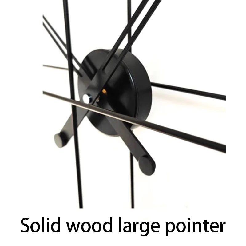horloge murale moderne minimaliste double face métal noir aiguille quartz silent living room