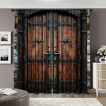 rideaux vintage polyester imitation bois fer porte médiéval gris marron noir beigesDecorationFantastiquePanneaux2Pcs