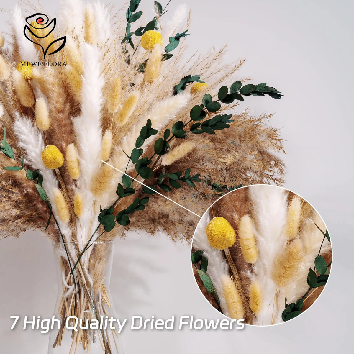 bouquet fleurs séchées pampa plumes vertes intérieur décoration naturelle rustique anniversaire mariage