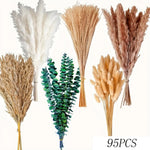 décoration boho bouquet pampas séchés beige crème anniversaire mariage table vase