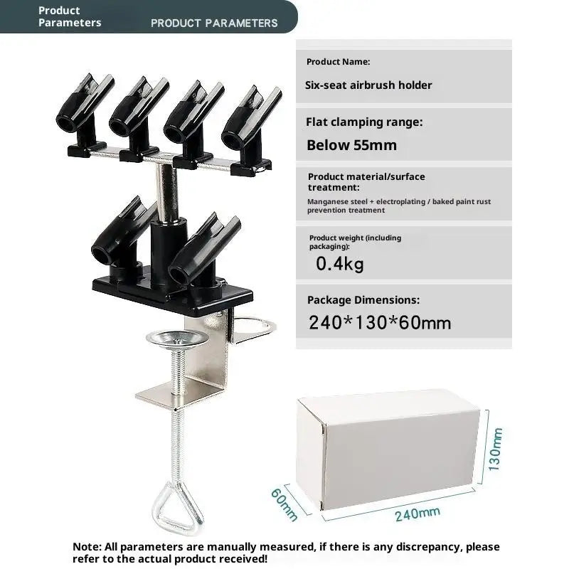 support airbrush six positions noir métal brillant clamp vis utilitaire bricolage maison