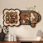 horloge murale fleurs oiseaux vintage romantique vase inclusion adhésif salon decoration