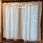 rideau lin beige classique rustique cuisine tirer opacité double face pastille