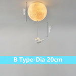suspension lumineuse moderne astronautes lune blanc doré acrylique métal toucher interrupteur led 18cm 20cm