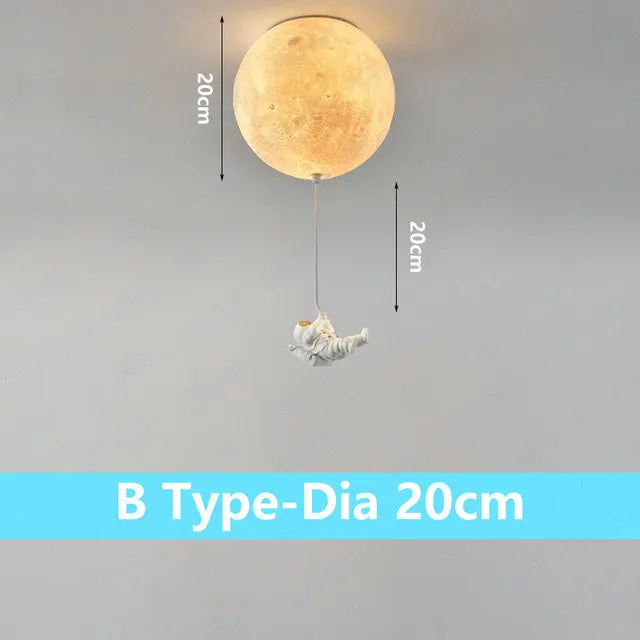suspension lumineuse moderne astronautes lune blanc doré acrylique métal toucher interrupteur led 18cm 20cm
