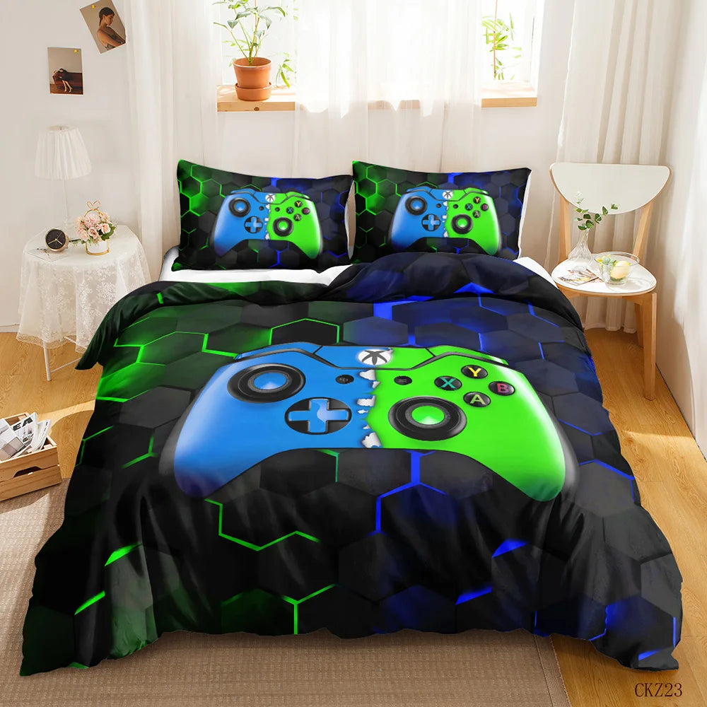 Housse de couette ado motif manette jeu vidéo