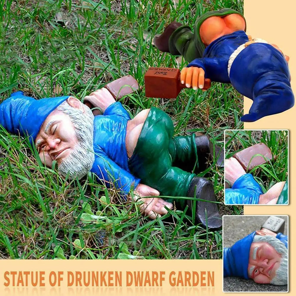statuette lutin nain bleu vert réaliste comique jardin extérieur 12cm 15cm 18cm 24cm