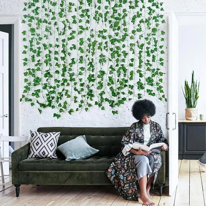 guirlande feuilles vert lierre flexible décoration murale intérieure bohème mariage anniversaire verte naturelle
