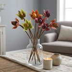 décoration intérieure orchidée artificielle branche feuilles vertes pétales colorées naturelle maison festive
