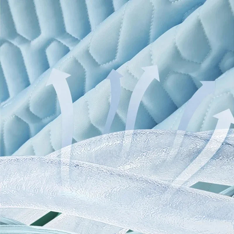 matelas doux bleu clair motif hexagonal texture soie moderne coussin non slip latex
