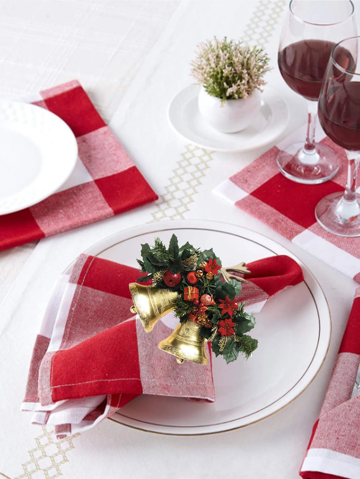 serviettes table rouge blanc carreaux classiques 40x40cm pack pcs dîner maison festive