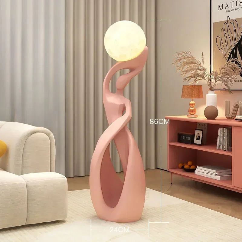 lampe pied moderne sculptural noir beige rose argenté sphère lumineuse moderne designintérieur led chambre
