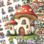 puzzle fantaisiste maison champignons multicolore aquarelle artistique enfants conte fées educatif jouet éducatif