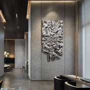 décoration murale abstraite relief organique effet dégradé argenté vert doré moderne chambre salon
