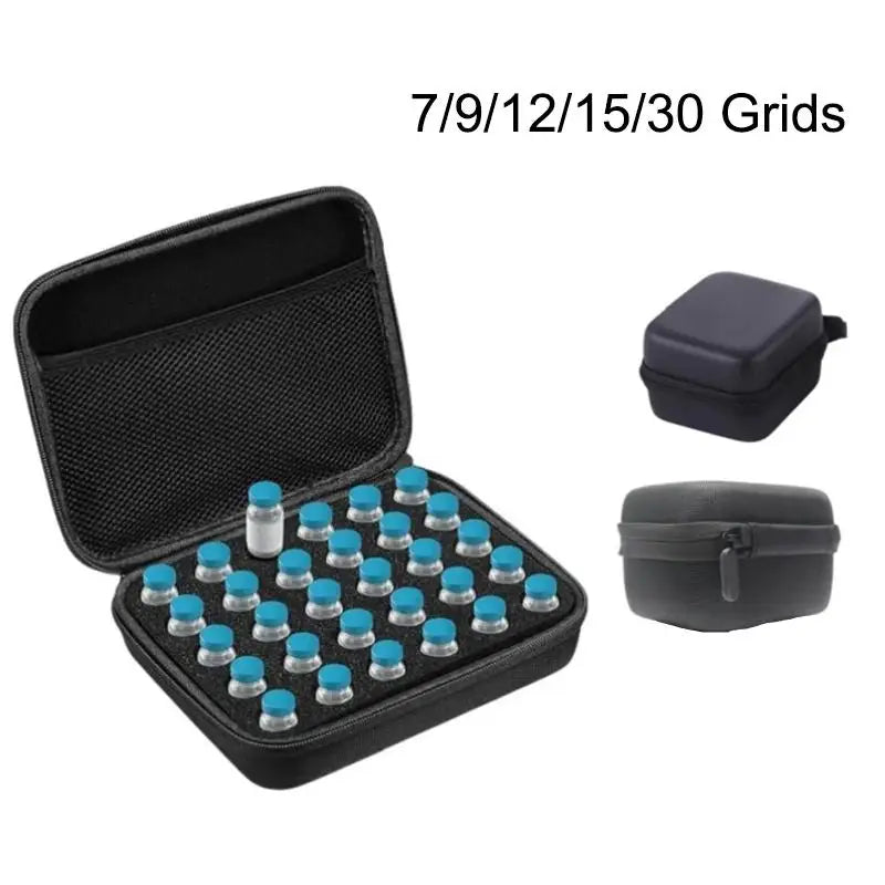 boîte rangement flacons insuline noir texture maille moderne fermeture glissière 30 emplacements