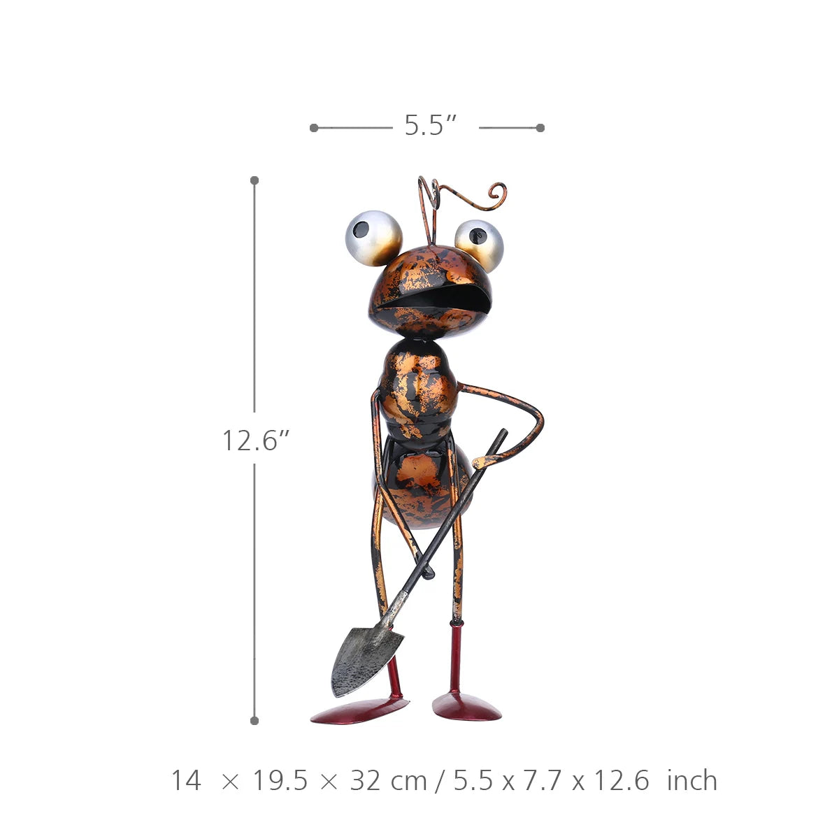 statuette fourmi métal pot plante cactus décoration jardin effet rouille aspect vieilli champêtreextérieurintérieurbrillantargentéorange