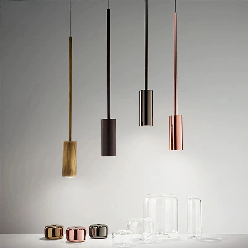 lampe suspendue transparente cuivre moderne chambre salon éclairage minimaliste câble rond cylindrique