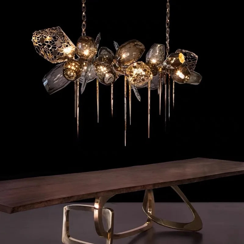 Suspension lumineuse moderne dorée transparente nid d'abeille 90 260V 2000 82000 lumens