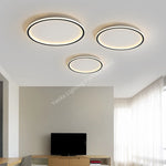 lampe led moderne mince circulaire noir dimmable télécommande plafonnier salon chambre balcon