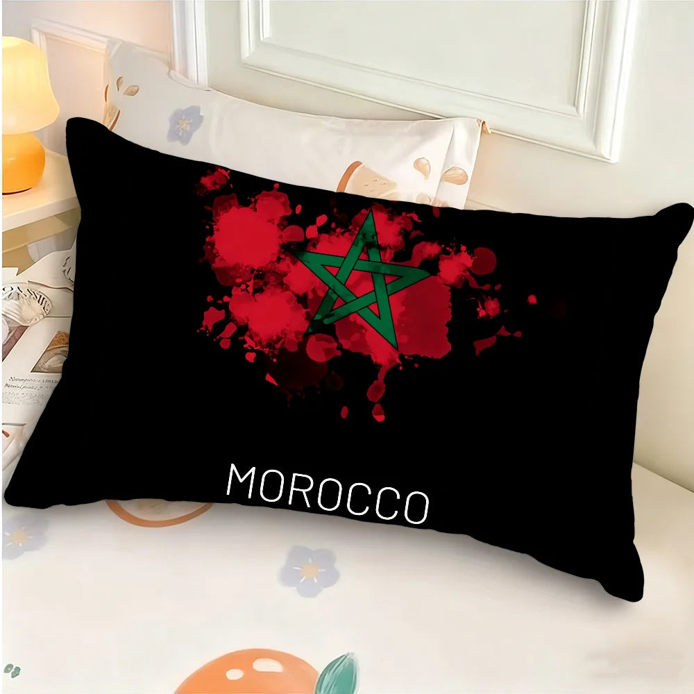 housse coussin étoile verte maroc moderne polyester double face 30x50cm 40x60cm