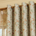 rideau fleurs feuilles opaques classique beige vert orange fenêtre Anneaux