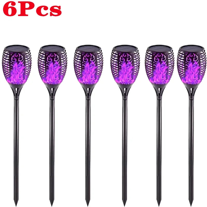 lampe solaire fleur décorative extérieure effet flamme violet bleu orange jardin jardinage extérieur moderne