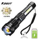 lampe torchon rechargeable 20w led noire texturée modes éclairage camping pêche