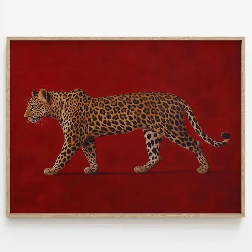 tableau toile léopard rouge moderne sans cadre abstrait classique impression toile chambre masculine decoration