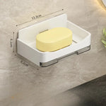 porte savon mural adhésif gris moderne double drainage salle bains organisateur plastique