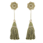 pompons rideau dorés tissés noeuds traditionnels fixations accessoires décoration intérieure textiles maison
